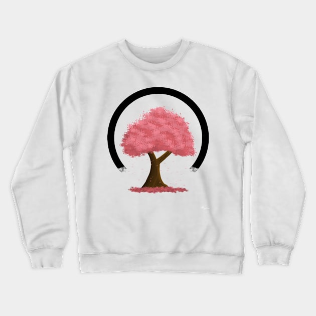 Simple Cherry Blossom Tree With Falling Leaves Version 2 Crewneck Sweatshirt by DotNeko